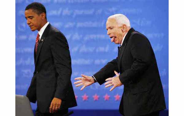 John McCain making a grimace on television